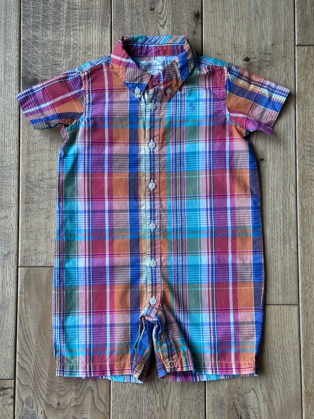 Ralph Lauren Plaid Cotton Button Down Shortall size 6 Months